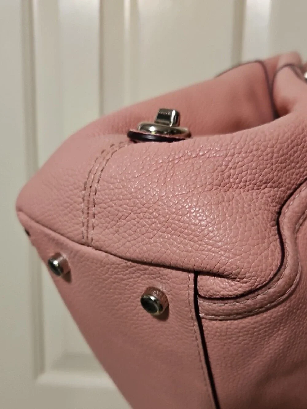 Coach EUC Lexi Pink Pebbled Leather Shoulder Bag with Chain Straps - Picture 7 of 12